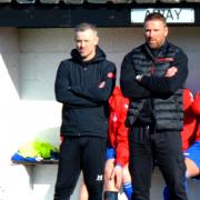 Glenafton Athletic's new manager Ryan Stevenson (right) and assistant boss Mark Roberts (left). Picture Credit: Bobby Guthrie