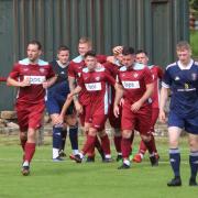 Lugar secured their place in the second round of the Junior Cup with a 3-2 win over Forfar United at Rosebank Park on Saturday (Photo - @LugarFC1878 on Twitter)