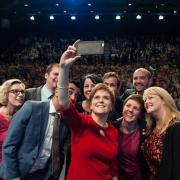 Nicola Sturgeon takes a selfie at the SNP conference before she resigned as First Minister