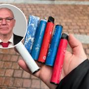 Cllr McGhee, inset, is calling for a ban on disposable vapes in East Ayrshire