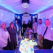 Cllrs Reid, Stewart and Cowan with Eddie Fraser, Kevin Wells, reps from Aberlour and Alba from Willowbank on Aoife's Sensory Bus