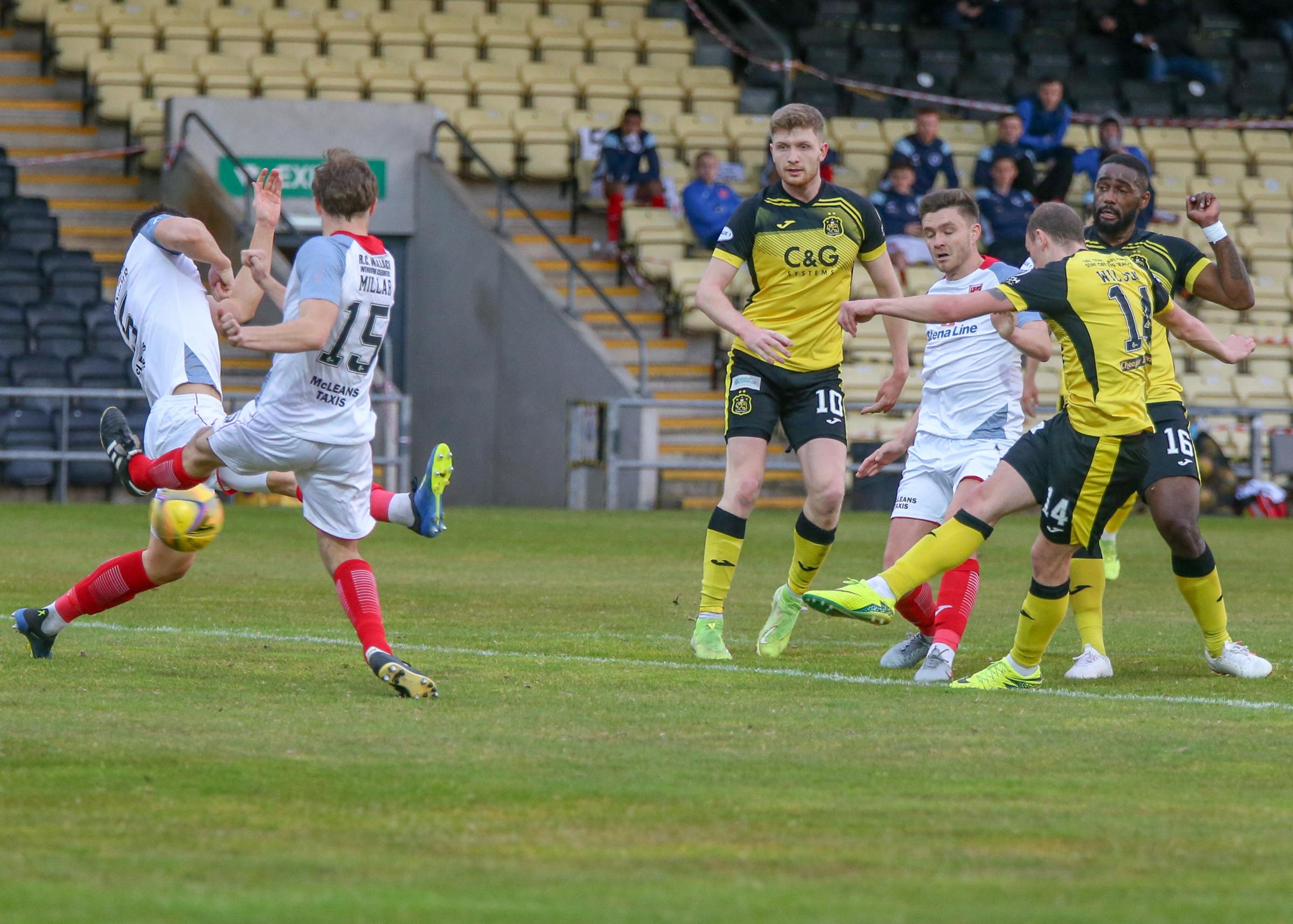 Dumbarton made it through to a play-off final against Edinburgh City after Jaime Wilsons goal earned a 1-0 aggregate win in the semi-final against Stranraer (Photo - Andy Scott)