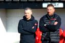 Glenafton Athletic's new manager Ryan Stevenson (right) and assistant boss Mark Roberts (left). Picture Credit: Bobby Guthrie