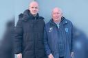 New Muirkirk boss Ross Cusick (left) alongside club secretary Billy Tait (right) following his appointment.