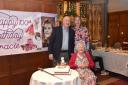 Gracie at her 100th birthday party with son Roy and daughter-in-law Ingrid