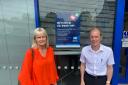 MSP Sharon Dowey pictured alongside Cllr Neill Watts outside of the closing branch.