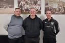 New manager, Murdo MacKinnon, accompanied by Stevie Aitchison and Greig Mitchell.