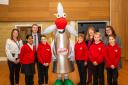 Cllr Barton and Cllr Cowan with Windy, Vicky McWilliam, Miss McNulty and the Eco Committee