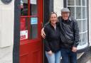Mary and Barry Ford outside the world's oldest post office in Sanquhar