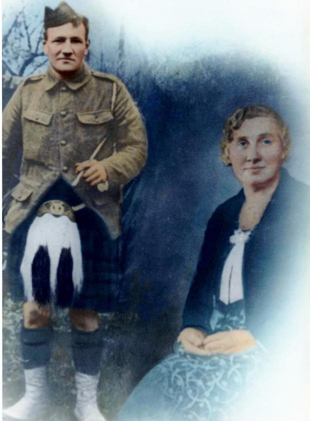 Cumnock Chronicle: Stewart James Buchanan beside his wife, Elizabeth Brown (Granny Park)