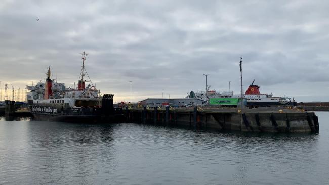 Ferries berthed at Ardrossan Harbour