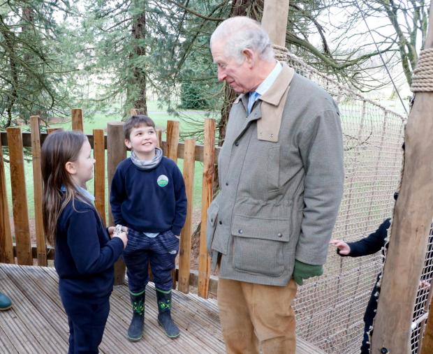 Cumnock Chronicle: The Duke of Rothesay chats to children from Muirkirk Primary School