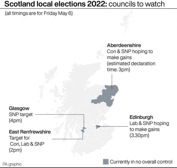 Cumnock Chronicle: Scotland local elections 2022: councils to watch (PA Graphics)