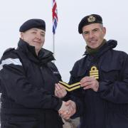 NAVY ICE PATROL SHIP BEGINS SECOND ANTARCTIC WORK PACKAGE

Pictured: Leading Chef Kayleigh Gibson receives her 8 year Good Conduct Badge from Captain Mike Wood while ashore at Port Lockroy.

On 15th January 2022 HMS Protector sailed south from the