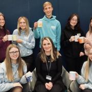 Robert Burns pupils with the personalised mugs