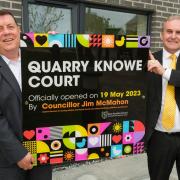 Councillors Douglas Reid (left) and Jim McMahon at the official opening of Quarry Knowe Court in Auchinleck