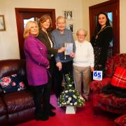 May and John McKelvie from Drongan were married in 1958 and are pictured with Councillor Elaine Stewart and Depute Provost Claire Leitch