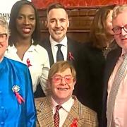 MP welcomes Sir Elton   to Parliament reception.