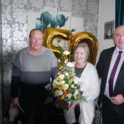 Michael and Edith Haining with Councillor Drew Filson