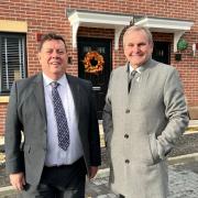 Cllr Reid and Cllr McMahon at the new Council homes within the Barratt development.