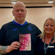 David Walker with his Slimming World class leader Elaine Marshall.