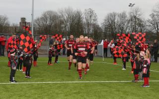 Cumnock new pitches: Two new all weather pitches opened at Cumnock Rugby Club.P1 & 2 Guard of honour as Cumnock RFC run on to the new pitch.