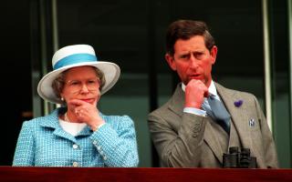 Queen Elizabeth II and Prince Charles - now King Charles III - at Epsom races