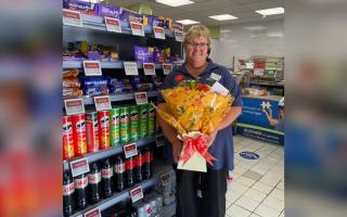 Shirley Young celebrating 25 years of work at Scotmid, Cumnock